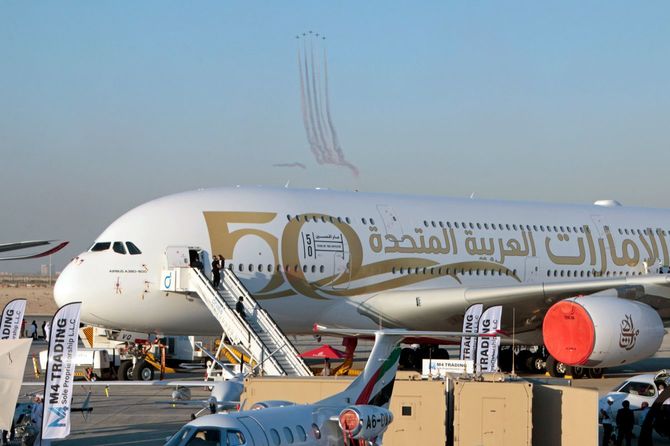 ドバイエアショー会場のA380