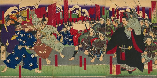 月岡芳年作「紫野大徳寺焼香之図」［出典＝刀剣ワールド財団（東建コーポレーション株式会社）］