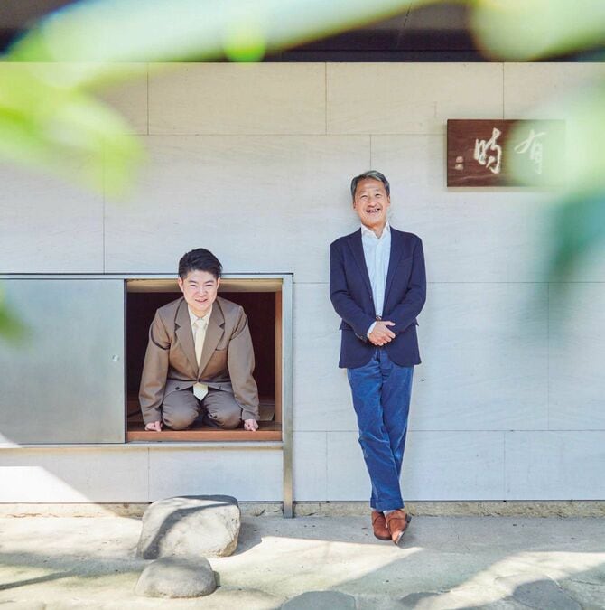 東京・御殿山トラストシティ内の茶室「有時庵」にて。
