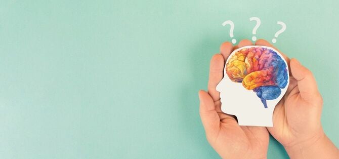 クエスチョンマークを持つ人間の脳
