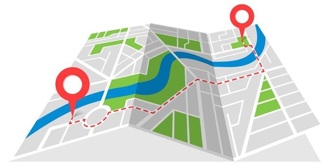 GPS位置のピンとポイントマーカー