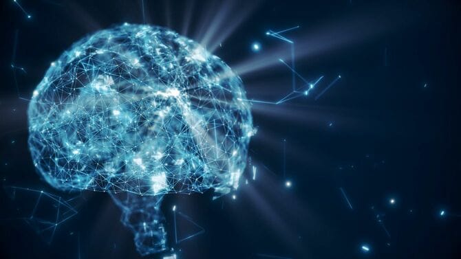 光る脳の神経のイメージ