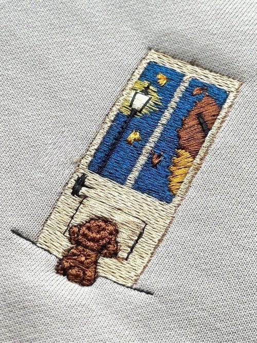 刺しゅう「帰りを待つわんこ」