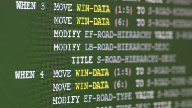 COBOLで書かれたコード