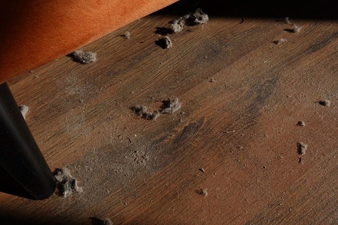 ソファの下の深い影のほこりや汚れ