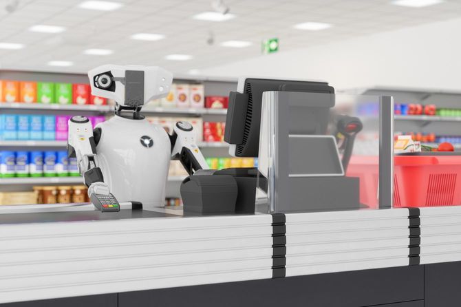 スーパーのレジを担当するロボットのイメージ