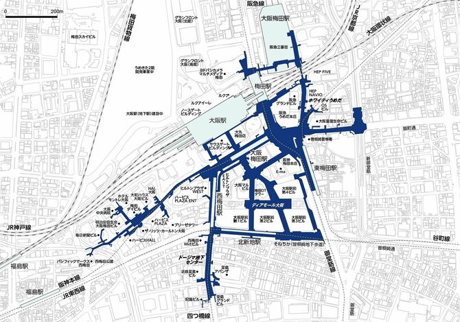 大阪駅周辺マップ（画像＝『迷宮駅を探索する』）