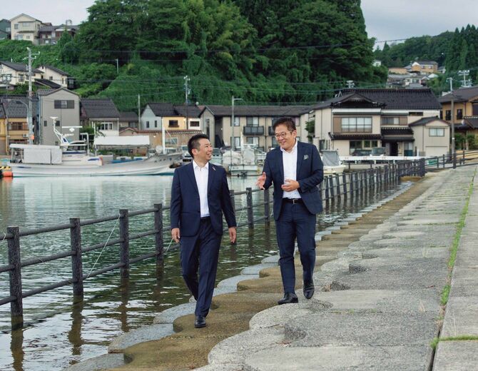 石川県能登町の宇出津港にて。