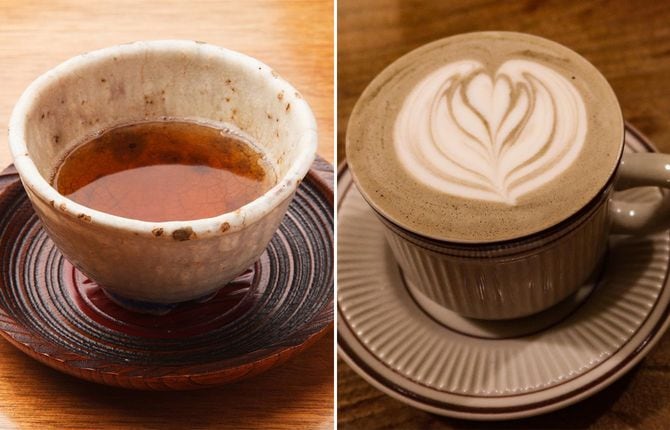 ほうじ茶とほうじ茶ラテ