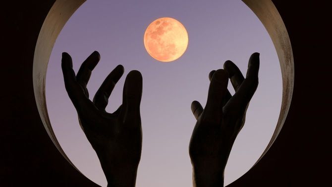 月をつかもうと伸ばした手