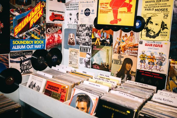 レコードショップ、音楽ポスター