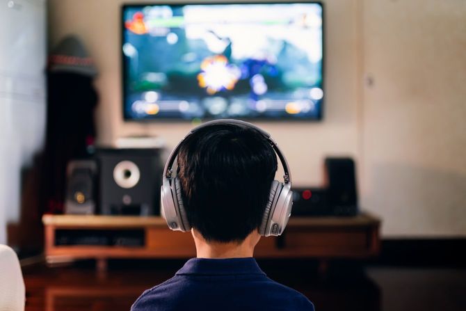 自宅でゲームを楽しむ男の子