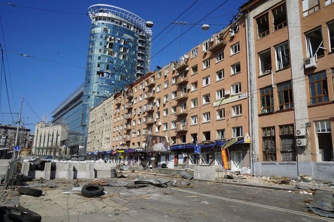 キーウ中心部の商業地域も破壊された(2022.3.19)