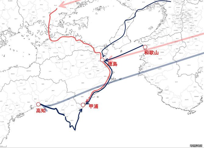 乗り換え検索（赤）のほかにも楽しそうな選択肢（青）はある