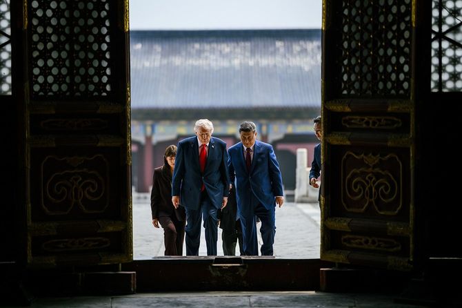 2026年5月14日、天壇を訪れたドナルド・トランプ米大統領と中国共産党の習近平総書記