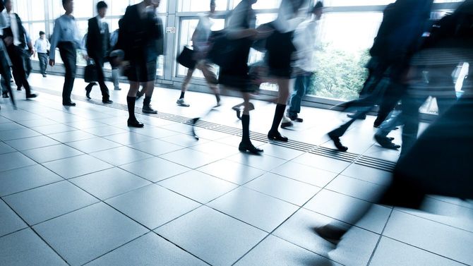 通勤・通学の時間帯の渋谷駅