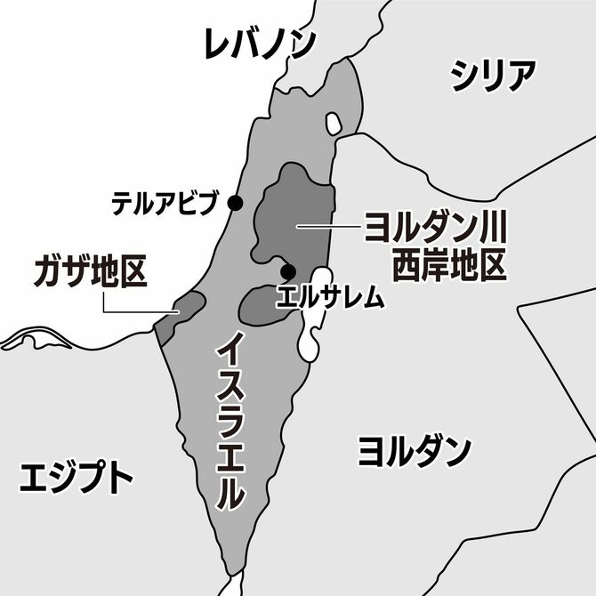 イスラエルとその周辺の地図