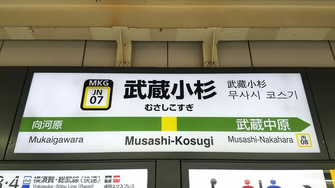 武蔵小杉駅（南武線）の駅名標