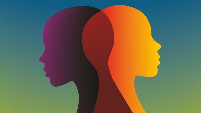 人の心にある陰と陽と重なっている部分のイラスト