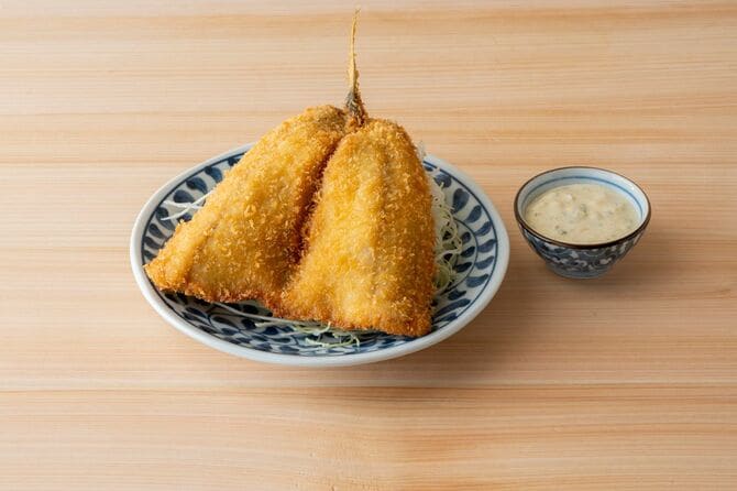 dancyu食堂で提供するアジフライ