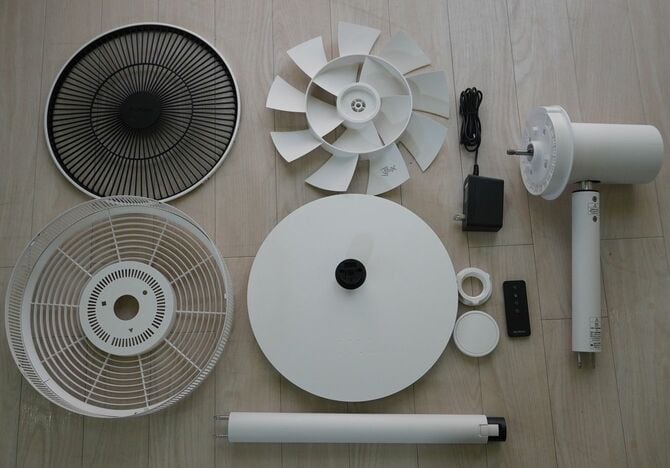 The GreenFanを箱から出した状態。ここから組み立てる