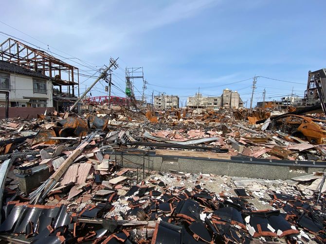 輪島朝市の火災現場