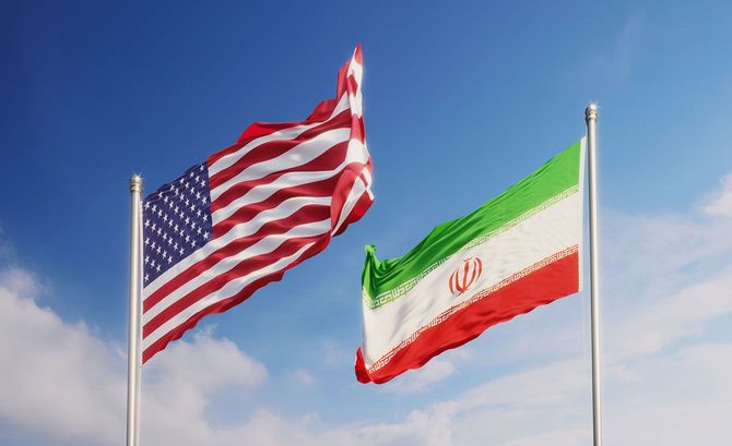 アメリカとイランの国旗