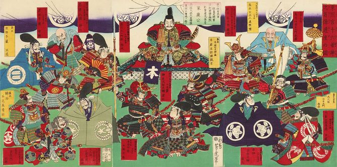 歌川芳虎 作「東照宮十六善神之肖像連座の図」