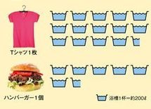 「Tシャツ」と「ハンバーガー」作るのに必要な水量は？