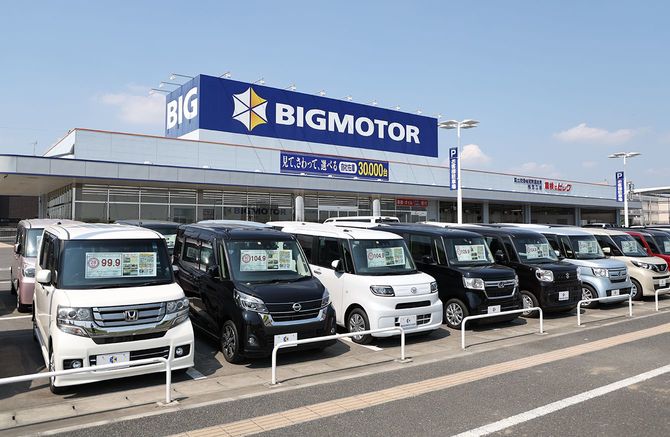 中古車販売大手のビッグモーターの店舗＝2023年7月28日、さいたま市緑区
