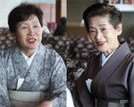 （右）三代目女将の小田真弓さん。立教大学在学中に現会長・小田禎彦氏と知り合い、1962 年に結婚。先代女将・小田孝氏の教えを受け継ぐ。（左）フロアリーダーの若葉さん。