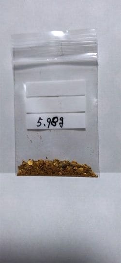 北海道の複数の川で数日間かけて採った金、計5.98g。
