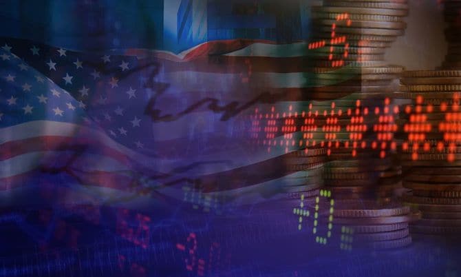 アメリカ国旗と金融市場