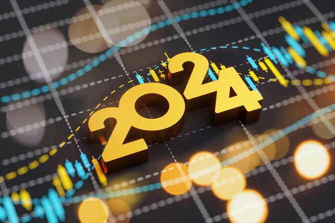 投資と金融のコンセプト、2024の3Dイメージ