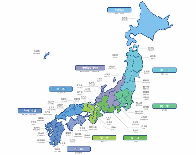 日本の地図。