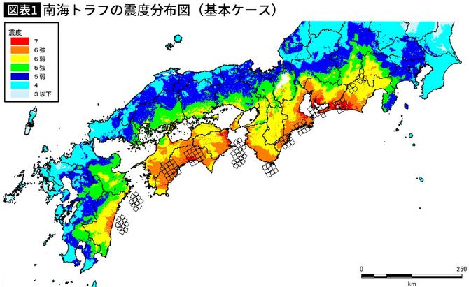【図表】南海トラフの震度分布図（基本ケース）