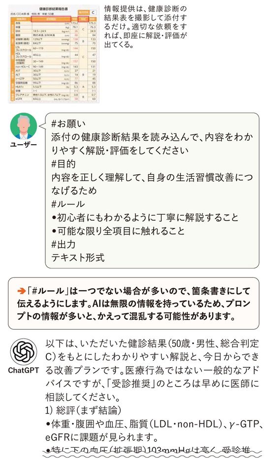 情報提供は、健康診断の結果表を撮影して添付するだけ