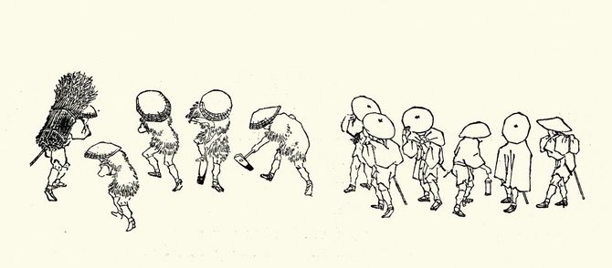 日本の農業労働者のスケッチ