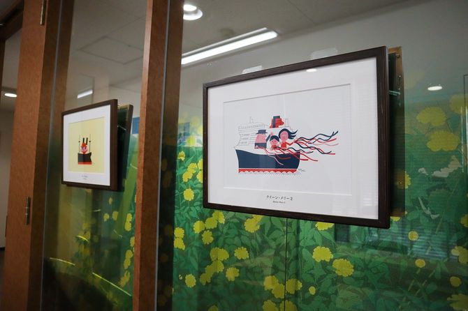 応接室に飾られていたデザイン画のレプリカ