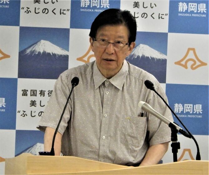 7月24日の会見で、「不適切発言」があれば辞職すると宣言した川勝知事（静岡県庁）