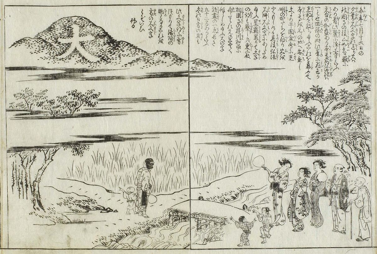 江戸時代の『都名所図会』（1780年、安永9）に描かれた送り火