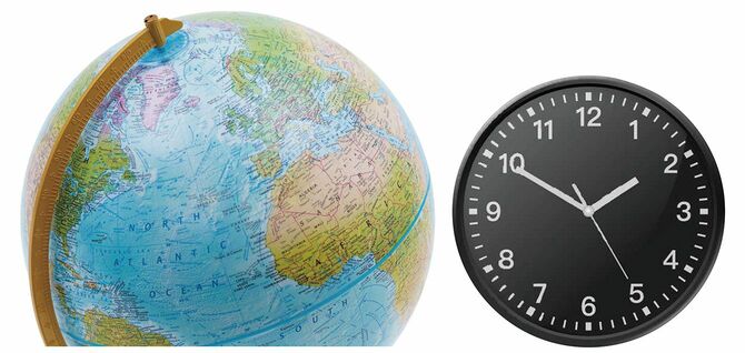 地球儀と時計
