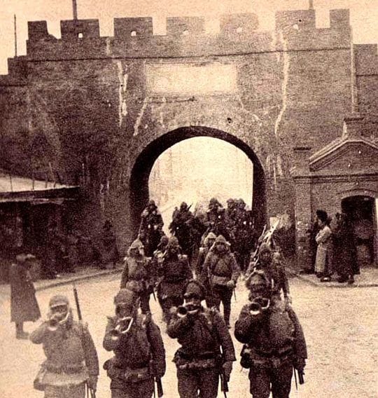 日本帝国陸軍第二師団のチチハル入城