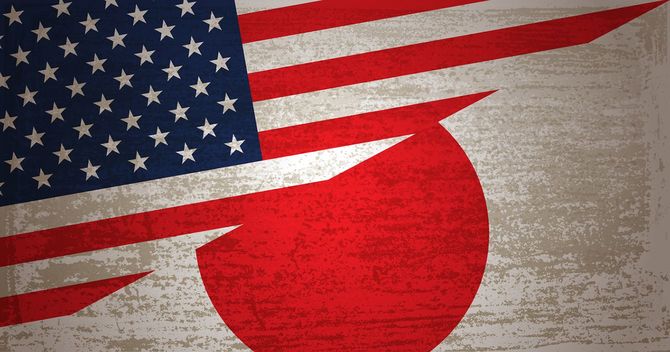 米国と日本の旗
