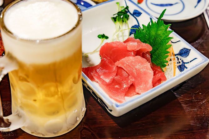 ビールと刺身