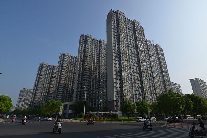 中国安徽省阜陽市にある碧桂園（カントリー・ガーデン）の住宅＝2023年8月16日