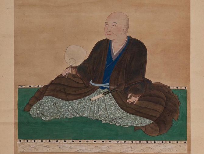 「細川幽斎像(模本)」石本秋園模作、明治38年(1905)以前、原本は慶長17年(1612)、東京国立博物館所蔵(出典=ColBase)を加工