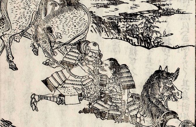 光秀の最期を描いた『絵本太閤記 光秀小栗栖で落命の図』