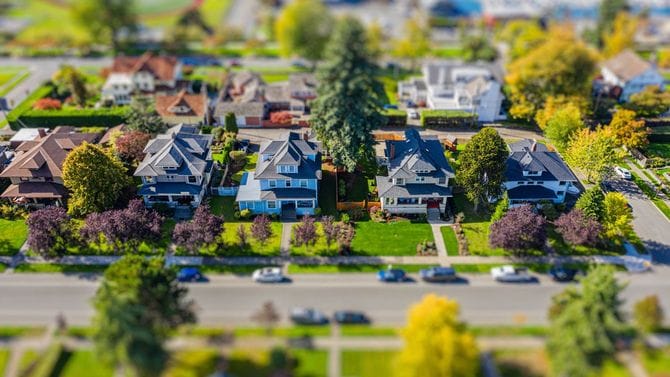 チルトシフトレンズ効果で小さく見える街並み