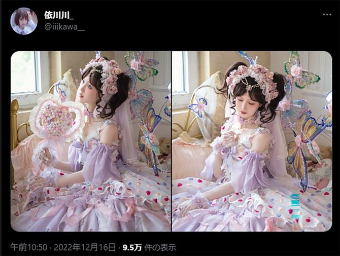 亡くなる直前の投稿。人気コスプレイヤーで、ツイッターのフォロワー3.2万人、中国版ツイッター「Weibo」では46.2万人のフォロワーを抱えており生前の人気がうかがい知れる